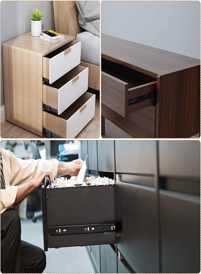 بلانيت قناة درج بلانيت / قناة درج عادية الإغلاق بمحامل كروية / قناة درج ناعمة للمطبخ وخزانة الملابس / منزلق تلسكوبي - 16 بوصة (أسود) - Image 4